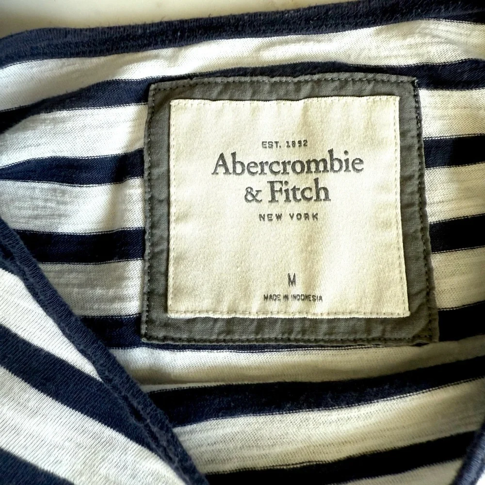 Abercrombie Women Shirt Striped Blouse 3/4 Sleeves Top %100 Cotton Size M